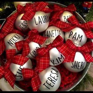 Customized ornaments, personalized w/ name , logo